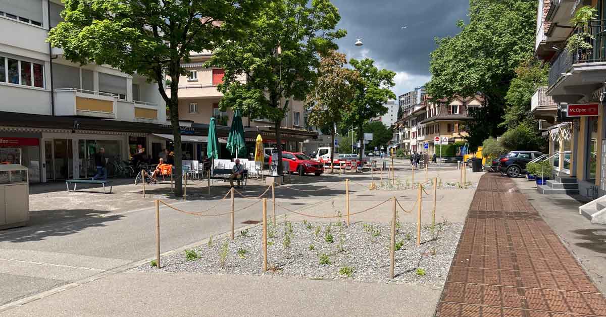 Die neu gestaltete Fussgängerzone in Bümpliz